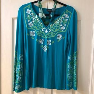 INC Turquoise with green white and pale blue.